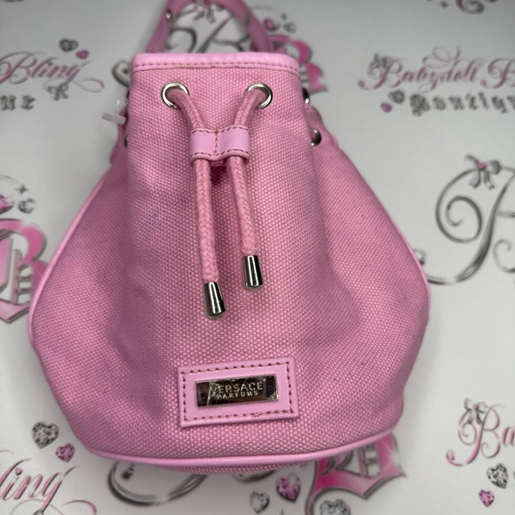 Versace bag mini pink gaw string pull cinch cute bubble round purse tote y2k - Picture 2 of 9